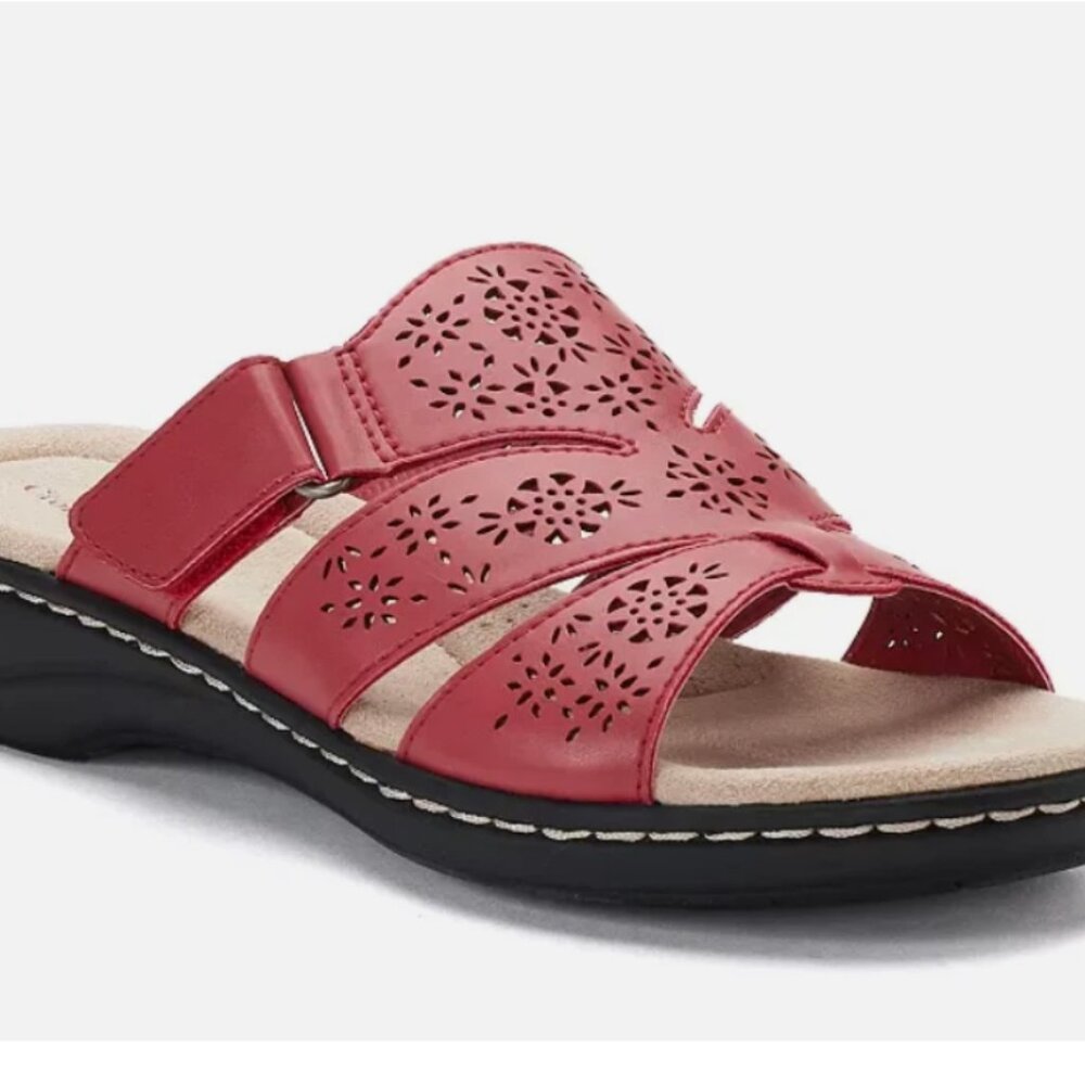 Croft & Barrow Red Comfort Sandals Women 7.5 Velcro Adjustable NEW Slip On